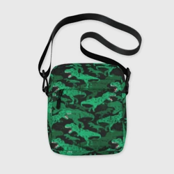 Сумка через плечо 3D Зелёные тираннозавры - камуфляж