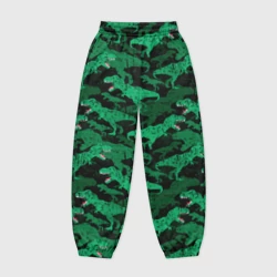 Женские джоггеры оверсайз 3D Зелёные тираннозавры - камуфляж