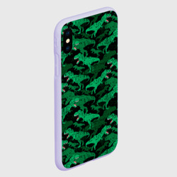 Чехол для iPhone XS Max матовый Зелёные тираннозавры - камуфляж - фото 2