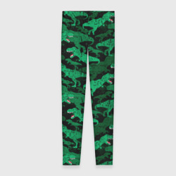Леггинсы 3D Зелёные тираннозавры - камуфляж
