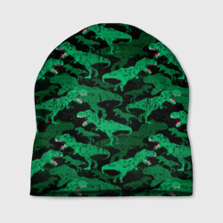 Шапка 3D Зелёные тираннозавры - камуфляж