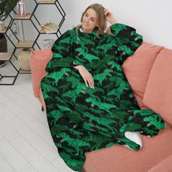 Плед с рукавами Зелёные тираннозавры - камуфляж - фото 2