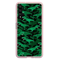 Чехол для Honor 20 Зелёные тираннозавры - камуфляж