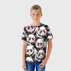 Детская футболка 3D Панды в красных очках - фото 2