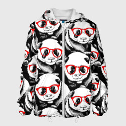 Мужская куртка 3D Панды в красных очках