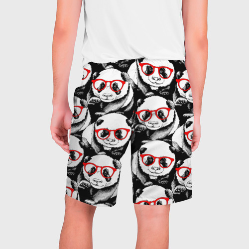 Мужские шорты 3D Панды в красных очках, цвет 3D печать - фото 2
