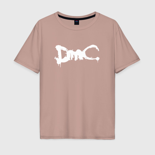 Мужская футболка хлопок Oversize DMC на спине, цвет пыльно-розовый