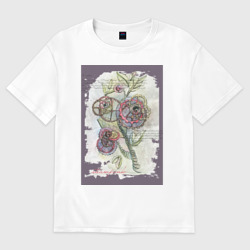 Женская футболка хлопок Oversize Механический цветок