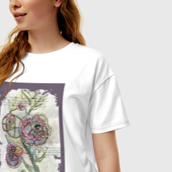 Женская футболка хлопок Oversize Механический цветок - фото 2