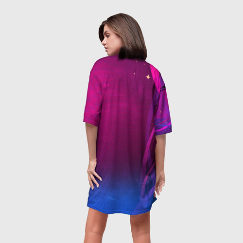 Платье-футболка 3D Котопанк, цвет 3D печать - фото 4