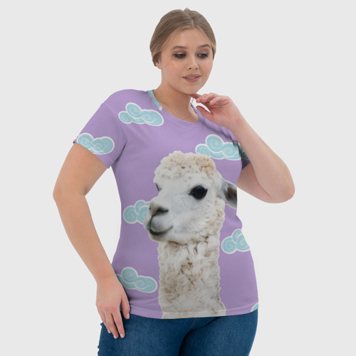 Женская футболка 3D Облачная лама, цвет 3D печать - фото 6