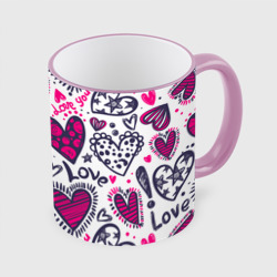 love - pink hearts – Кружка с полной запечаткой с принтом купить