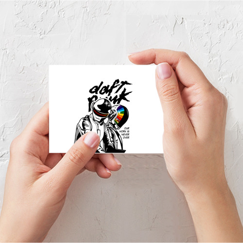 Поздравительная открытка Daft Punk, цвет белый - фото 3