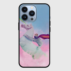 Чехол для iPhone 13 Pro Ленивец король на единороге