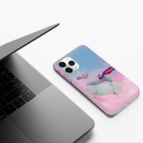 Чехол для iPhone 11 Pro матовый Ленивец король на единороге, цвет розовый - фото 5