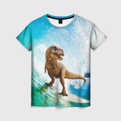 Женская футболка 3D Серфер тиранозавр