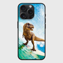 Чехол силиконовый для Apple iPhone 15 Pro матовый Серфер тиранозавр