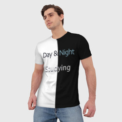 Мужская футболка 3D День и Ночь Учеба - фото 2