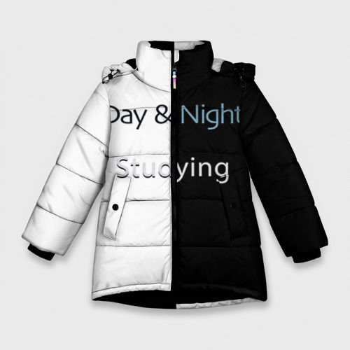 Зимняя куртка для девочек 3D День и Ночь Учеба, цвет черный