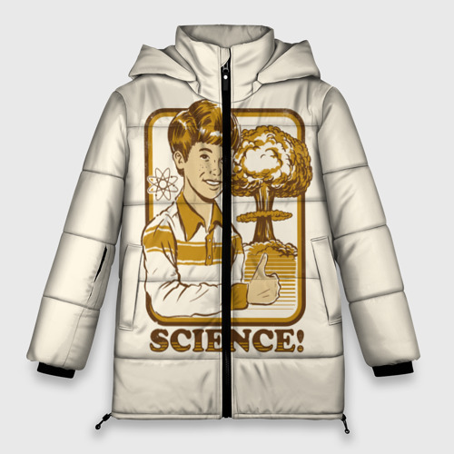 Женская зимняя куртка 3D с принтом Science, вид спереди #2