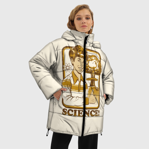 Женская зимняя куртка 3D с принтом Science, фото на моделе #1