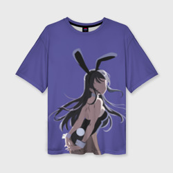 Женская футболка oversize 3D Маи Сакурадзима Mai Sakurajima Bunny girl senpai