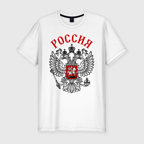 Мужская футболка хлопок Slim Россия, цвет белый