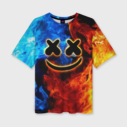 Женская футболка oversize 3D Marshmello Cosmos