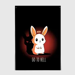 Постер Go to hell - кролик