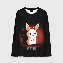 Мужской лонгслив 3D Go to hell - кролик