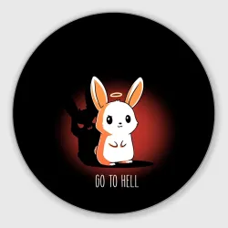 Круглый коврик для мышки Go to hell - кролик