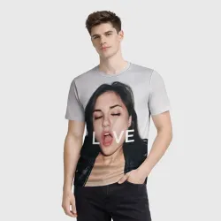 Мужская футболка 3D Sasha Grey love - фото 2