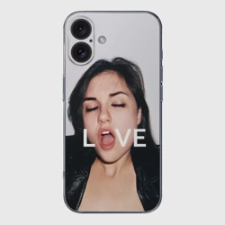 Чехол для iPhone 16 силиконовый с защитой камеры Sasha Grey love