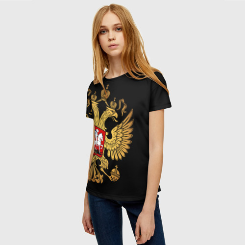 Женская футболка 3D с принтом Россия, фото на моделе #1