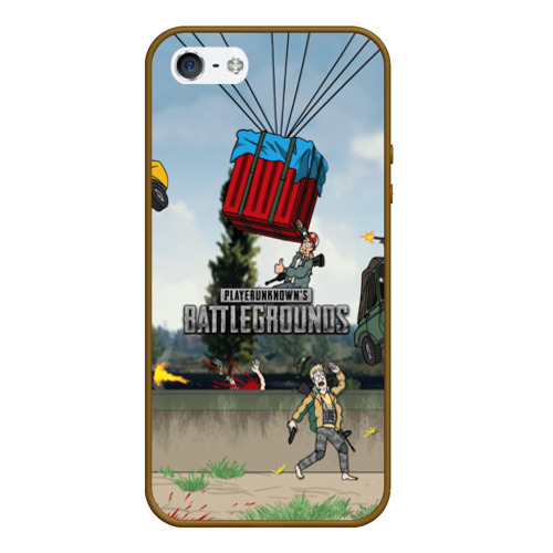 Чехол для iPhone 5/5S матовый PUBG, цвет коричневый