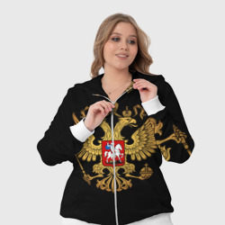 Костюм с принтом Россия для женщины, вид на модели спереди №4. Цвет основы: белый