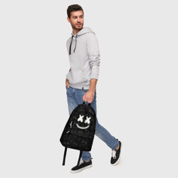 Рюкзак с принтом Marshmello Cosmos pattern для любого человека, вид спереди №5. Цвет основы: белый