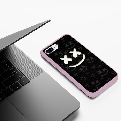 Чехол для iPhone 7Plus/8 Plus матовый Marshmello Cosmos pattern, цвет розовый - фото 5
