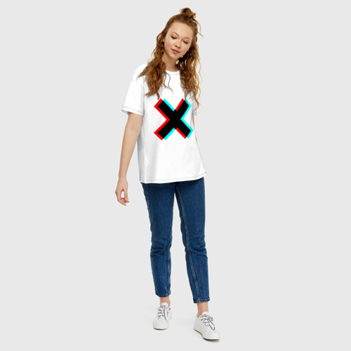 Женская футболка хлопок Oversize X - Глитч, цвет белый - фото 5