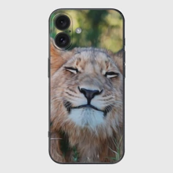 Чехол для iPhone 16 силиконовый с защитой камеры Улыбка львицы