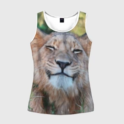 Женская майка 3D Улыбка львицы