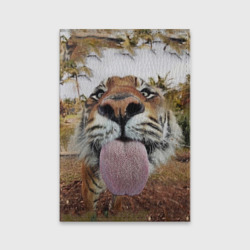 Обложка для паспорта матовая кожа Тигр показывает язык