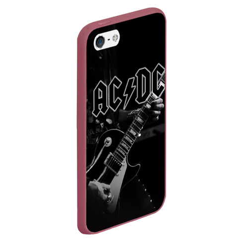 Чехол для iPhone 5/5S матовый AC/DC, цвет малиновый - фото 3