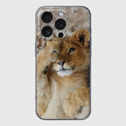 Чехол для iPhone 16 Pro Max силиконовый с защитой камеры Львенок