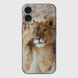 Чехол для iPhone 16 силиконовый с защитой камеры Львенок
