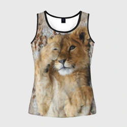 Женская майка 3D Львенок