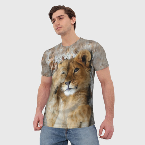 Мужская футболка 3D Львенок, цвет 3D печать - фото 3