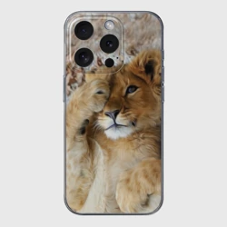 Чехол для iPhone 15 Pro силиконовый с защитой камеры Львенок