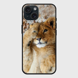 Чехол силиконовый для Apple iPhone 15 матовый Львенок