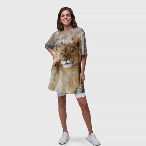Платье-футболка 3D Львенок, цвет 3D печать - фото 5